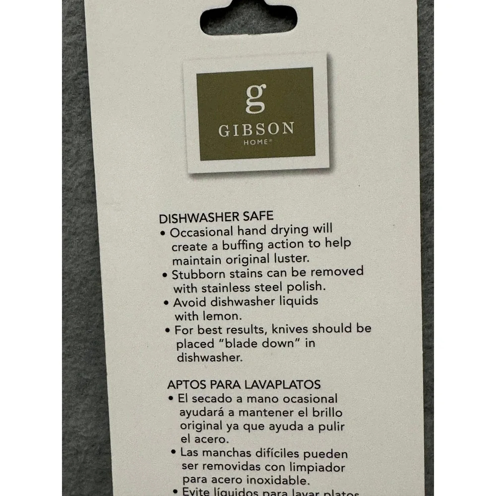 Gibson Tustin Dinner Knives‎ Set of 12 Silver NWT Stainless Steel 3 Piece Set